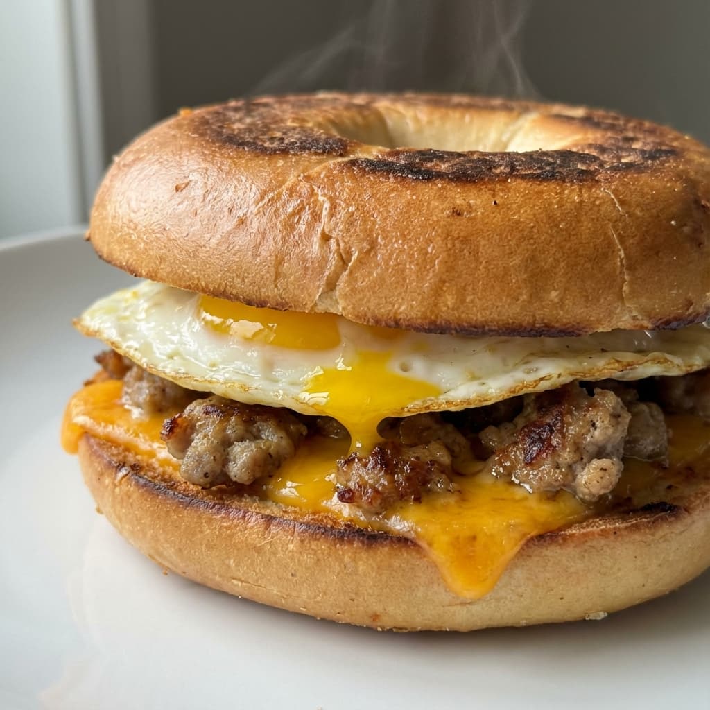 Breakfast bagel with egg and cheese