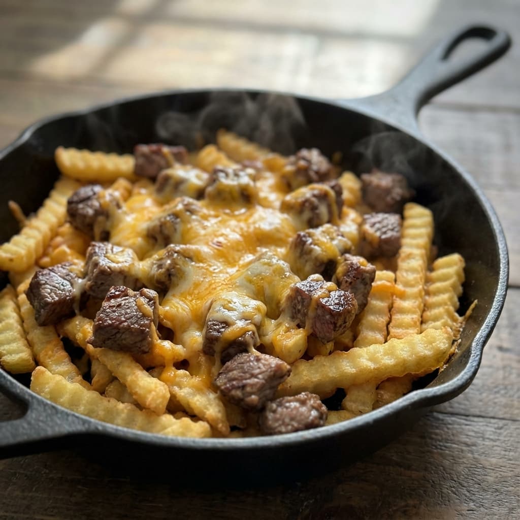 Loaded fries with steak and cheese